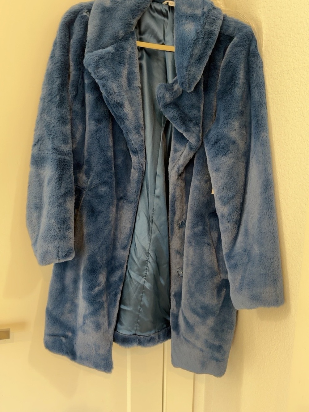 Blue Faux Fur Coat - Women Jackets & Coats